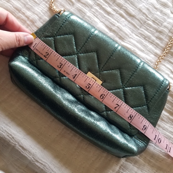 Dune London | Metallic Green Crossbody Bag - Picture 6 of 7